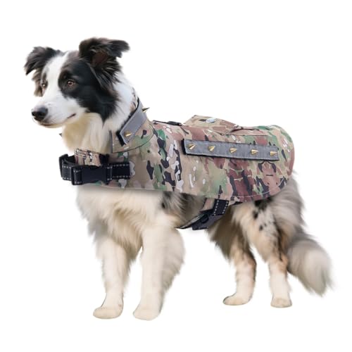 BT Bear Anti-Bissanzug für Hunde, dicke Polsterung, Weste mit Nietennageln, Anti-Angriffs-Haustierjacke für Welpen, kleine Hunde (Größe XS, Grüne Tarnfarbe) von BT Bear