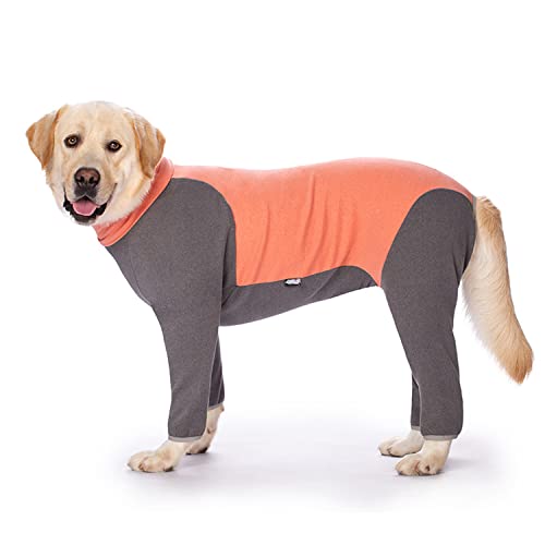 BT Bear DE Winterkleidung für große Hunde, Samt, warmer Pullover, Hunde-Einteiler, PJS, hoher Ausschnitt, Hunde-Pyjama, Overall, Kleidung für mittelgroße Hunde (XXXL, Orange) von BT Bear