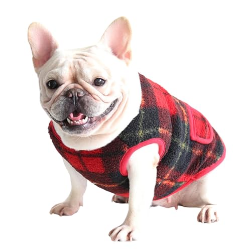 BT Bear Dicke Hundekleidung, große Brust, Polarfleece, für den Winter, warme Jacke für Katzen, kleine Hunde, mittelgroße Hunde, Mops, Französische Bulldogge (Größe XXL, Rot) von BT Bear