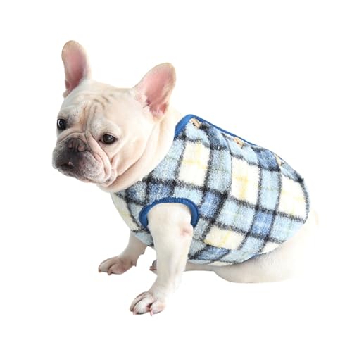 BT Bear Fat Dog Clothes, Dog Big Chest Polar Fleece Pet Winter Warm Coat Jacket for Cats Small Dogs Medium Dogs Mops, French Bulldog (L,Blue) von BT Bear