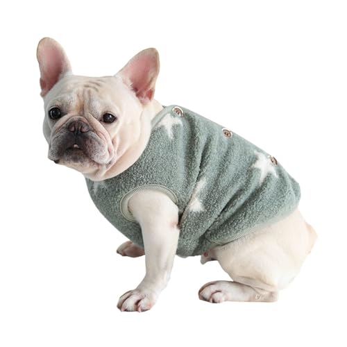 BT Bear Fat Hundekleidung, große Brust, Polarfleece, für den Winter, warme Jacke für Katzen, kleine und mittelgroße Hunde, Mops, Französische Bulldogge (Größe S, Grün) von BT Bear