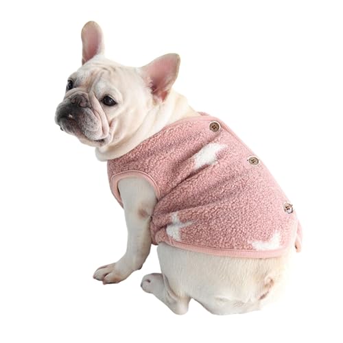 BT Bear Fat Hundekleidung, große Brust, Polarfleece, für den Winter, warme Jacke für Katzen, kleine und mittelgroße Hunde, Mops, Französische Bulldogge (Größe S, Rosa) von BT Bear
