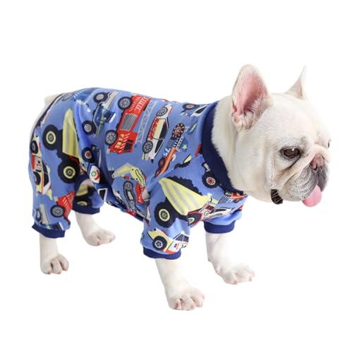 BT Bear Fette Hundekleidung, für Herbst und Winter, weich, warm, Hunde-Pyjama, Einteiler, Kostüm für Katzen, Welpen, kleine Hunde, mittelgroße Hunde (Blau, Größe M: Rückenlänge 31–34 cm) von BT Bear