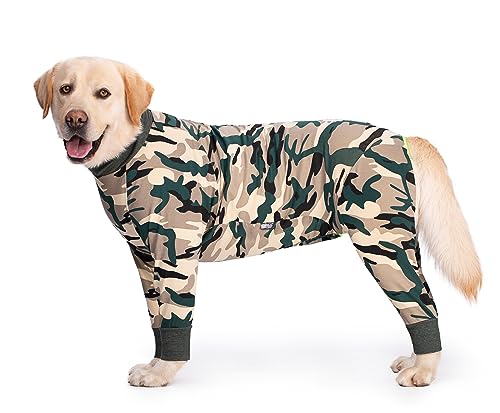 BT Bear Einteiler für große Hunde, schützt die Gelenke, Pyjama, Overall für mittelgroße und große Hunde, Größe XXL, Tarnmuster, Weiß von BT Bear