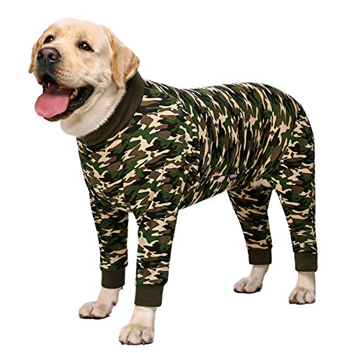 BT Bär Große Hundekleidung Elastische Pet Onesie schützt Gelenke Anti Haar Anti Leck Wunde Schutz Pet Pyjamas Overall für mittlere große Hunde (4XL,Camouflage) von BT Bear