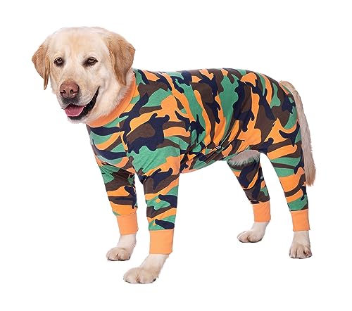 BT Bear Elastischer Haustier-Einteiler für große Hunde, schützt die Gelenke, verhindert Haare, Lecken, Wundschutz, Haustier-Pyjama, Overall für mittelgroße und große Hunde (6XL, Camo) von BT Bear