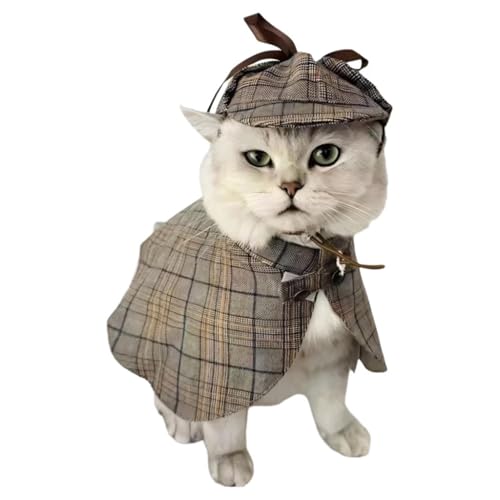 BT Bear Halloween Pet Detective Cosplay Kostüm Kappe mit Umhang für Katzen Kleine Hunde Mittlere Hunde (S) von BT Bear