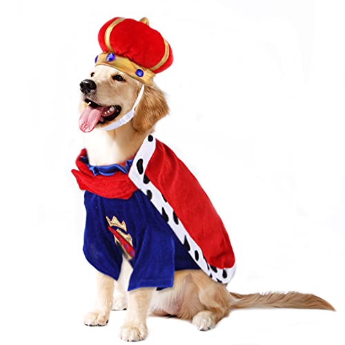 BT Bear Haustier Halloween Kostüm, Hund King Crown King Cloak Kostüm Set Hund Katze Lustige Party Dress Up Kostüme für kleine Hunde Mittlere Hunde (S) von BT Bear
