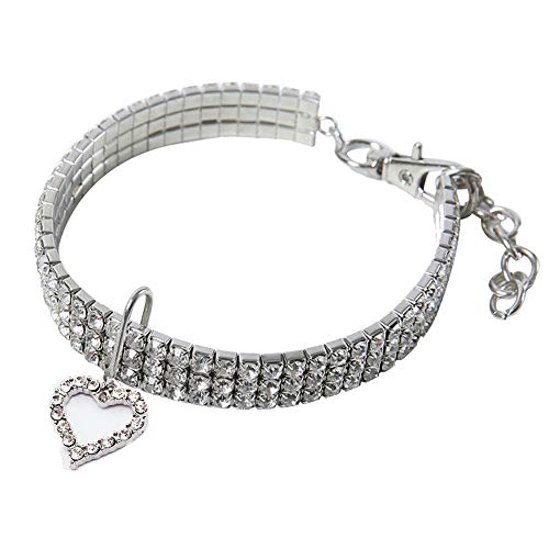 BT Bear Haustier-Halsband, glitzernd, elastisch, mit Strasssteinen, für Katzen und kleine Hunde, Länge: 30 cm, Weiß von BT Bear