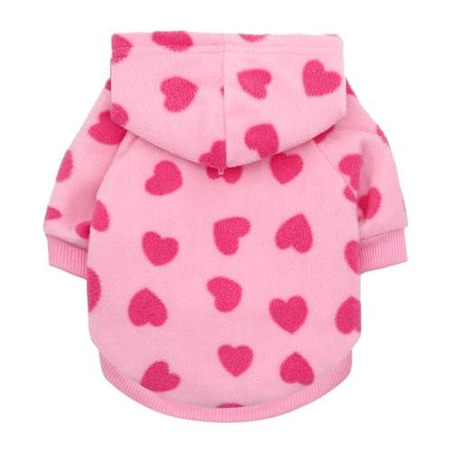 BT Bear Haustierpullover, Kapuzen-Sweatshirt, niedlich, warm, Fleece, Welpenpullover, Hundemantel für kleine und mittelgroße Hunde, Rosa, Größe XL von BT Bear