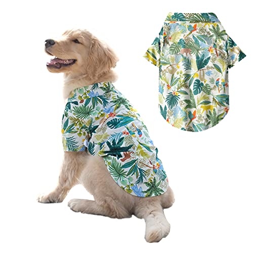 BT Bear Hunde-Hawaii-Hemden, Sommerkleidung, atmungsaktive Hunde-Baumwoll-T-Shirts, Größe 3XL-8XL für mittelgroße und große Hunde (7XL, Weiß) von BT Bear