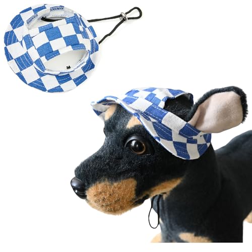 BT Bear Hunde-Eimerhüte, Baumwolle, lässig, rund, mit Ohrloch, verstellbar, für Outdoor-Reisen, Sonnenschutz, Sporthut für Katzen, kleine, mittelgroße Hunde, blau kariert, Größe L BT Bear Hunde-Eimerhüte, Baumwolle, lässig, rund, mit Ohrloch, verstellbar, für Outdoor-Reisen, Sonnenschutz, Sporthut für Katzen, kleine, mittelgroße Hunde, blau kariert, Größe L von BT Bear