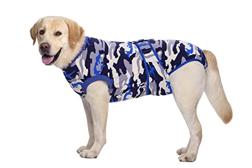 BT Bear Hunde-Genesungsanzug für Hunde nach Operationen, Haustiere, chirurgische Kleidung, Hunde, Bauchwunden, Schutz für Hunde, postoperative Genesungsanzug (blaue Camouflag, XL) von BT Bear