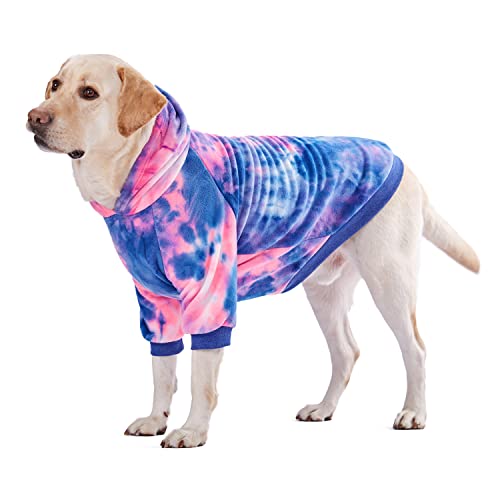 BT Bear Hunde-Kapuzenpullover, modisch, Batikfärbung, große Hunde, Fleece, Haustier-Sweatshirt, Mantel, Hund, warme Outfits, Kleidung (8XL, Rosa) von BT Bear