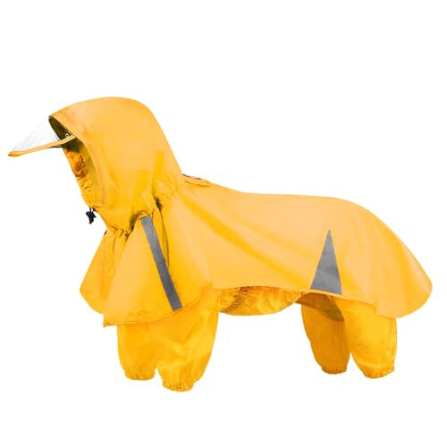 BT Bear Hunde-Regenmantel, 2-in-1, wasserdichter Haustier-Regenmantel, Uhr mit Regenmantel, Jacke, ultraleicht, atmungsaktiv, reflektierend, Poncho für mittelgroße Hunde und große Hunde (Gelb, XXL) von BT Bear