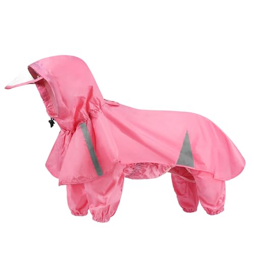BT Bear Hunde-Regenmantel, 2-in-1, wasserdichter Haustier-Regenmantel, Uhr mit Regenmantel, Jacke, ultraleicht, atmungsaktiv, reflektierend, Poncho für mittelgroße Hunde und große Hunde (Rosa, 5XL) von BT Bear