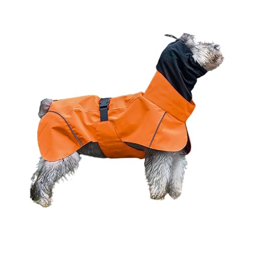 BT Bear Hunde-Regenmantel mit Ohrenschützern, wasserdicht, verstellbar, leicht, reflektierend, Hundeponcho, Regenmantel für kleine, mittelgroße Hunde, Orange, XXL von BT Bear