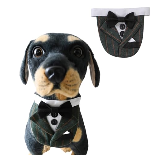 BT Bear Hunde-Smoking, Hundehalstuch, Hundehalsband mit Fliege, verstellbar, Haustierparty, Hochzeitskleidung, Outfit Cosplay für Katzen, kleine Hunde, mittelgroße Hunde (Grün, M) von BT Bear