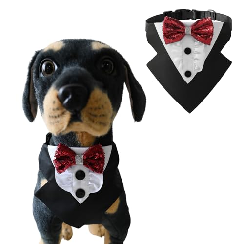 BT Bear Hunde-Smoking, formelles Hundehalstuch, Halsband mit Fliege, Hundekostüm, verstellbar, Haustierparty, Smoking, Hochzeitskleidung, Valentinstagsoutfit für kleine, mittelgroße und große Hunde BT Bear Hunde-Smoking, formelles Hundehalstuch, Halsband mit Fliege, Hundekostüm, verstellbar, Haustierparty, Smoking, Hochzeitskleidung, Valentinstagsoutfit für kleine, mittelgroße und große Hunde von BT Bear