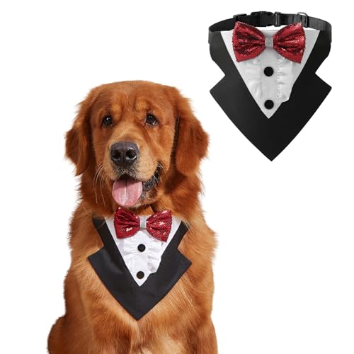 BT Bear Hunde-Smoking, formelles Hundehalstuch, Halsband mit Fliege, Hundekostüm, verstellbar, Haustierparty, Smoking, Hochzeitskleidung, Valentinstagsoutfit für mittelgroße und große Hunde BT Bear Hunde-Smoking, formelles Hundehalstuch, Halsband mit Fliege, Hundekostüm, verstellbar, Haustierparty, Smoking, Hochzeitskleidung, Valentinstagsoutfit für mittelgroße und große Hunde von BT Bear
