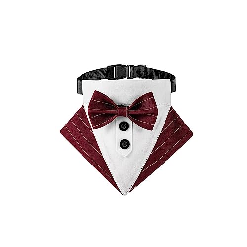 BT Bear Hunde-Smoking-Bandana, Halsband mit Fliege, verstellbar, mit Schleife, Halstuch für mittelgroße und große Hunde, Hochzeiten, Geburtstage, Partys, Weinrot, Größe L BT Bear Hunde-Smoking-Bandana, Halsband mit Fliege, verstellbar, mit Schleife, Halstuch für mittelgroße und große Hunde, Hochzeiten, Geburtstage, Partys, Weinrot, Größe L von BT Bear