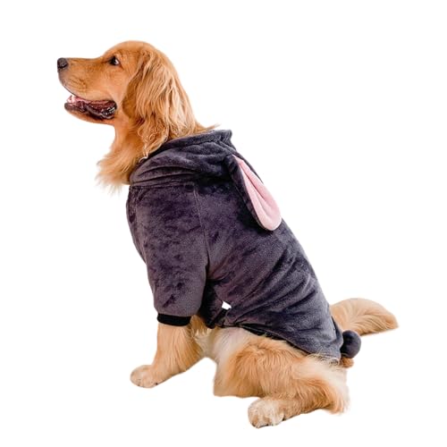 BT Bear Hunde-Winterkleidung, Haustier-Wintertiere, Cosplay-Kostüm, Flanell-Kapuzenpullover, Pyjama, warmer Wintermantel, Pyjama, Kleidung für mittelgroße und große Hunde (4XL, graues Kaninchen) von BT Bear