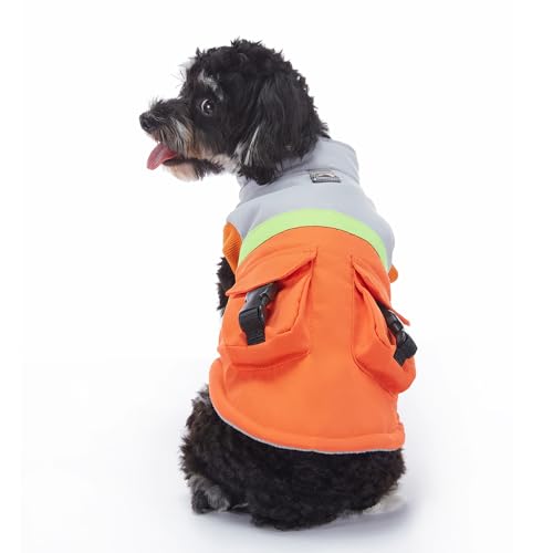 BT Bear Hunde-Wintermantel, warme Hundejacke, reflektierend, mit D-Ring, Welpen, kaltes Wetter, winddicht, Haustier-Outdoor-Kleidung für Welpen, kleine und mittelgroße Hunde (Größe XL, Orange) von BT Bear