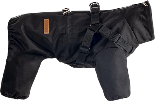 BT Bear Hundegeschirr, Regenmantel, verstellbar, 4 Beine, Hundejacke mit Geschirr, reflektierender Overall, wasserdichter Mantel für kleine und mittelgroße Hunde, Schwarz, Größe XL von BT Bear