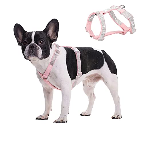 BT Bear Hundegeschirr, glitzernde Strasssteine, verstellbar, sichere Schnalle, Haustiergeschirr für Katzen, kleine Hunde (Rosa, XS) von BT Bear