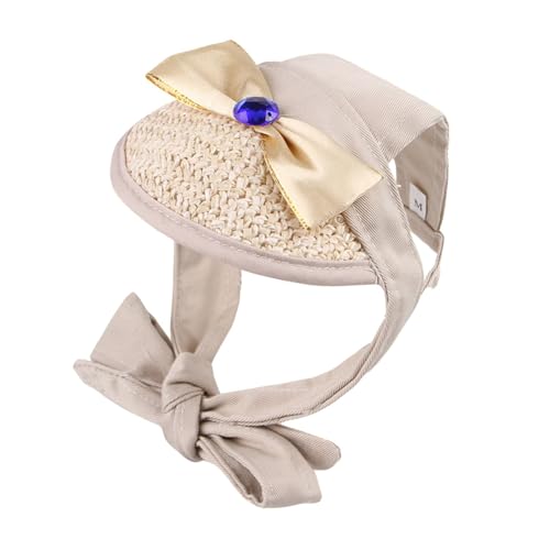 BT Bear Hundehut, Spitzenstrohhut, Haustier-Baseballkappe, Sonnenschutz für Katzen, Welpen, kleine, mittelgroße Hunde, Khaki, Größe M von BT Bear