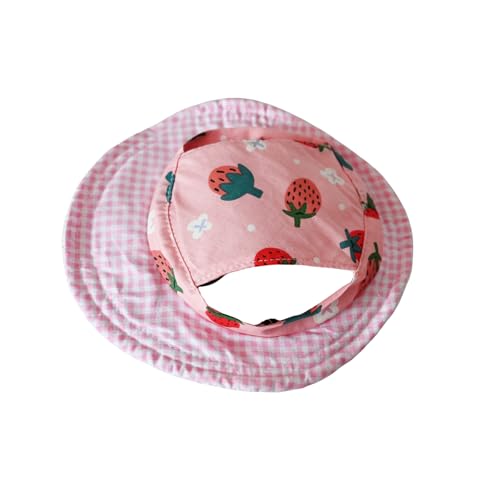 BT Bear Hundehut, atmungsaktiv, runde Kappe mit Ohrloch, für Outdoor-Reisen, Sonnenschutz, Sommerhut für Katzen, Welpen, kleine Hunde (rosa Erdbeere, Größe L) von BT Bear