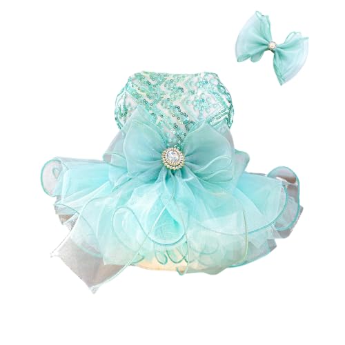 BT Bear Hundekleid – Welpe Hochzeit Prinzessin Rock, Hunde Luxus Schleife Tutu Rock Hochzeit Party Outfits für Katzen kleine Hunde Mädchen, Grün, S von BT Bear