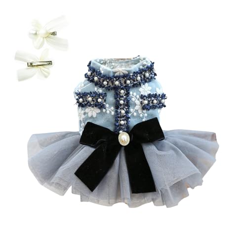 BT Bear Hundekleid – Welpen-Hochzeitsrock, Prinzessinnenrock, luxuriöser Schleifen-Tutu-Rock, Hochzeitsparty-Outfits für Katzen, kleine Hunde, Mädchen, Jeansblau, Größe XS BT Bear Hundekleid – Welpen-Hochzeitsrock, Prinzessinnenrock, luxuriöser Schleifen-Tutu-Rock, Hochzeitsparty-Outfits für Katzen, kleine Hunde, Mädchen, Jeansblau, Größe XS von BT Bear