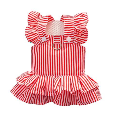 BT Bear Hundekleid für Mädchen für kleine und mittelgroße Hunde, Sommerkleid, Prinzessinnenkleid, gestreifter Rock für Katzen, Welpen, Hunde, rot gestreift, Größe XS von BT Bear