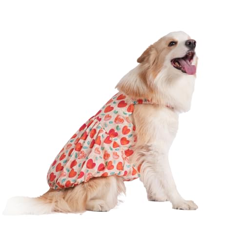 BT Bear Hundekleid für große Hunde, weiche, atmungsaktive Baumwolle, Prinzessinnen-Rock, mittelgroße und große Hunde, Sommerrock, Rot, Liebe, Größe XXL von BT Bear