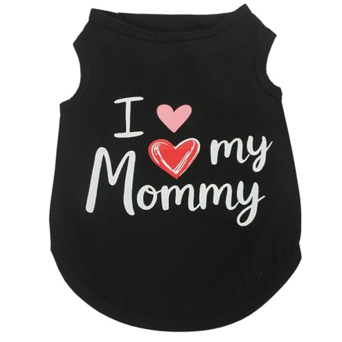 BT Bear Hundekleidung für kleine und mittelgroße Hunde, weiches Sommer-Hundeweste, Hemd mit Aufdruck, für Mädchen, Jungen, Kleidung für Hunde, Welpen, Katzen, Schwarz, Love My Mommy, Größe M von BT Bear