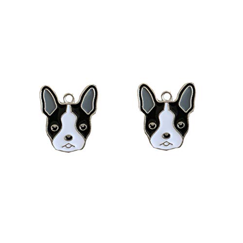 Hundemarke, 2 Stück, klein, Emaille, Metall, Haustier-ID-Tags, Hundehalsband-Halskettenanhänger (Boston Terrier) von BT Bear