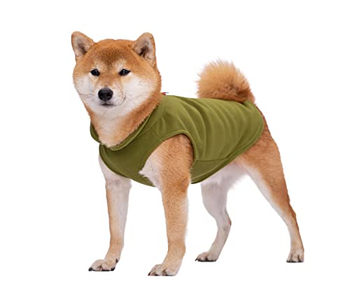 BT BEAR DOGS Sweatshirt und Weste, weiche Fleecejacke für kleine und mittelgroße Hunde (groß, Olivgrün) mit Ring für die Leine von BT Bear