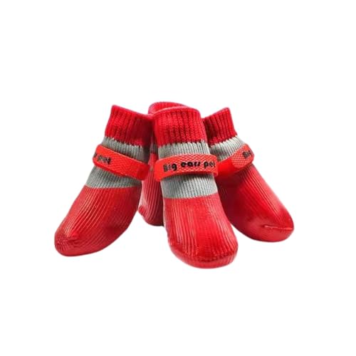BT Bear Hundeschuhe, Set mit 4 Hundeschuhen, wasserdicht, rutschfest, Gummisohle, Haustiersocken für Spaziergänge, Pfotenschutz für mittelgroße und große Hunde, Rot, Größe XL BT Bear Hundeschuhe, Set mit 4 Hundeschuhen, wasserdicht, rutschfest, Gummisohle, Haustiersocken für Spaziergänge, Pfotenschutz für mittelgroße und große Hunde, Rot, Größe XL von BT Bear