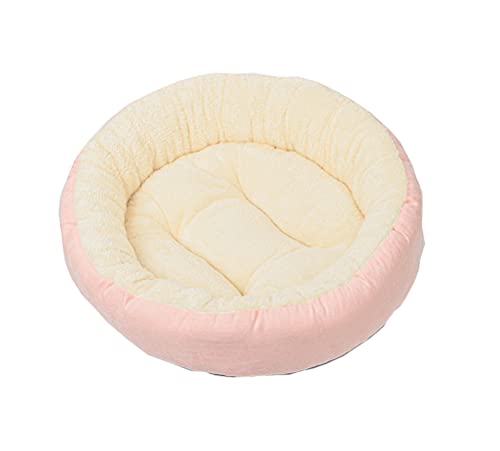 BT Bear Katzenbett für Katzen und Welpen, rund, 50 cm, Wildleder, Plüsch, Winterbett, warm, weich, bequem, rutschfeste Unterseite, maschinenwaschbar (Rosa) von BT Bear