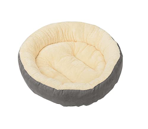 BT Bear Katzenbett für Katzen und Welpen, rund, 50 cm, Wildleder, Plüsch, Winterbett, warm, weich, bequem, rutschfeste Unterseite, maschinenwaschbar (hellgrau) von BT Bear