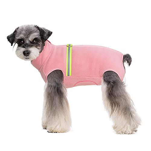 BT Bear Kleiner Hundepullover, weiches Fleece mit reflektierender Weste, Hunde-Sweatshirt, Welpen-Winterkleidung, warme Jacke, Mantel, Kleidung (Rosa, S) von BT Bear