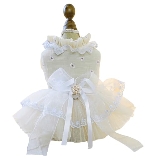 BT Bear Kleines Hundekleid Welpenrock mit Schleife Prinzessin Tutu für Hochzeit Spitzen-Outfit für Katzen und kleine Hunde (Apricot, S) BT Bear Kleines Hundekleid Welpenrock mit Schleife Prinzessin Tutu für Hochzeit Spitzen-Outfit für Katzen und kleine Hunde (Apricot, S) von BT Bear