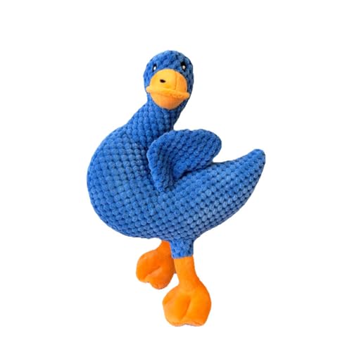 BT Bear Quietschendes Hundespielzeug, Kauspielzeug aus Plüsch, Ente mit Quietschspielzeug für Welpen, kleine, mittelgroße Hunde, Blau von BT Bear