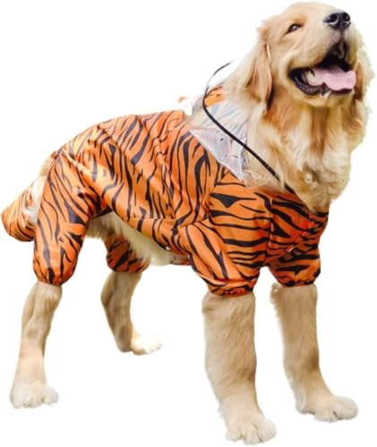 BT Bear Regenmantel für große Hunde, voller Schwanz, Schutz, Cosplay, wasserdicht, Kostüm, Kapuze, Overall, Jacke für mittelgroße und große Hunde, Tiger, Größe 5XL BT Bear Regenmantel für große Hunde, voller Schwanz, Schutz, Cosplay, wasserdicht, Kostüm, Kapuze, Overall, Jacke für mittelgroße und große Hunde, Tiger, Größe 5XL von BT Bear