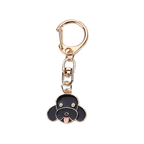 Schlüsselanhänger mit süßem Schweinchen und Katze, aus Metall, für Taschen, Anhänger, Hundemarke, Souvenir, Geschenke (schwarzer Pudel) von BT Bear