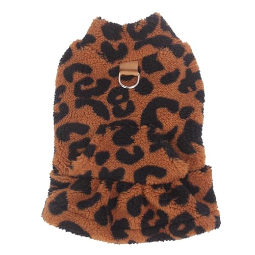 BT Bear Warmer Hundemantel, Sweatshirt, niedliches Fleece, Leopardenkleid mit D-Ring, Welpenpullover, Wintermantel für Welpen, kleine Hunde, Braun, Größe XS von BT Bear