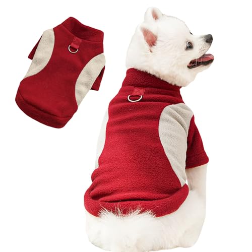 BT Bear Warmer Hundepullover, Fleece, Winter-Sweatshirt, Hundejacke mit D-Ring für Katzen, Welpen, kleine Hunde, Rot, Größe M von BT Bear