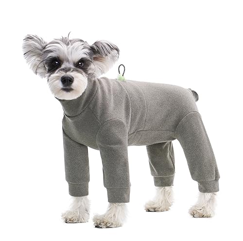 BT Bear Warmer Mantel für Hunde, elastischer, warmer Samt, Haustier-Einteiler, Kleidung, schützt Gelenke, Anti-Haare, Anti-Lecken, Hunde-Pyjama für Welpen, Katzen, kleine Hunde (S, Grau) von BT Bear