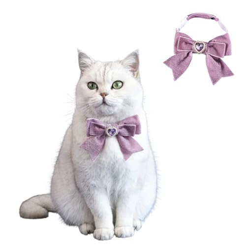 BT Bear Weihnachtshalsband für Katzen, handgefertigt, Samt, Weihnachtsfliege, Haustier-Neujahrs-Halsband für Katzen, Welpen, kleine Hunde, Lila, 2 Stück BT Bear Weihnachtshalsband für Katzen, handgefertigt, Samt, Weihnachtsfliege, Haustier-Neujahrs-Halsband für Katzen, Welpen, kleine Hunde, Lila, 2 Stück von BT Bear
